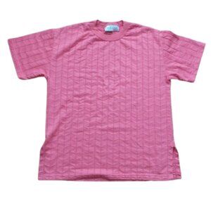 VINTAGE Deep Salmon Pink Textured Shirt  Fits Large/  XL